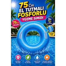 Solvéra Çocuklar Için Güvenli Fosforlu Mavi Yüzme Simidi 3+ Yaş Kolluk & Simit