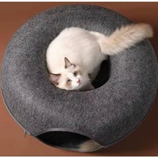 Solvéra Donut Kedi Tüneli ve Oyun Alanı Fermuarlı 2 Parça Kedi ve Köpek Yatağı