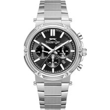 Slazenger Erkek Kol Saati Gümüş Çelik Kordon Gri Kadran 43MM Mineral Cam 10 Atm Su Geçirmez Paslanmaz Çelik Kasa