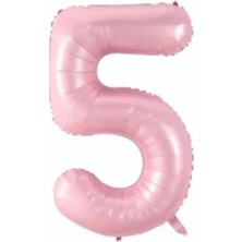 Tatlı Günler Folyo Balon 5 Rakamı Helyum Balon 76 cm Pembe Renk - Retro 5 Yaş
