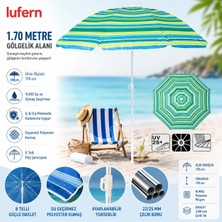 Lufern Ekstra Korumalı Dayanıklı Plaj Şemsiyesi Su Geçirmez Deniz Bahçe Balkon Piknik Kamp Güneş 1.70 cm