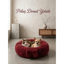 Solvéra Pelüş Simit Kedi ve Küçük Irk Köpek Yatağı, Renkli ve Konforlu Uyku Alanı