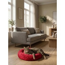 Solvéra Peluş Donut Yatak, Yumuşak ve Sıcacık Kedi ve Köpek Yatağı