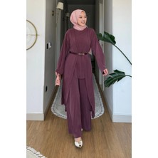 Tesettür Diyarı Coram Pike Orijinal Modal Kumaş 2'li Tesettür Takım- Mürdüm