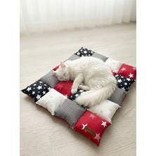 Solvéra Yumuşak Dolgulu Patchwork Kedi Kedi ve Köpek Yatağı 50X60CM