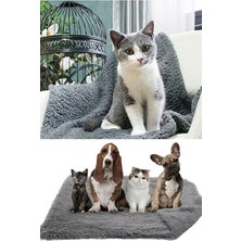 Solvéra Peluş Gri Kedi ve Köpek Yatağı Battaniyesi 60X90 cm