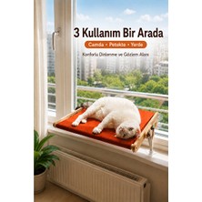 Solvéra Vantuzlu Çok Amaçlı Ahşap Kedi Yatağı, Pencere ve Duvarlara Uygun Kedi ve Köpek Yatağı