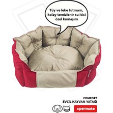 Solvéra Su ve Tüy Tutmaz Kumaşlı Kırmızı Bej Kedi Köpek Yatağı Kedi ve Köpek Yatağı