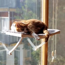 Solvéra Cam ve Duvara Yapışan Pratik Kedi Yatağı Beyaz Vantuzlu Kedi ve Köpek Yatağı