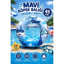 Solvéra Mavi Köpek Balığı Desenli Şişme Simit - Çocuklar Için Eğlenceli ve Güvenli Kolluk & Simit