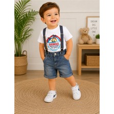 Chicsy Baby Erkek Bebek Hawaii Baskılı Askılı Şortlu 2\'li Takım %100 Pamuk Yazlık