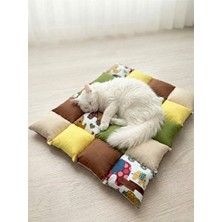 Solvéra Yumuşak Patchwork Kedi Minderi, 50X60 cm Rahat Uyku Alanı Kedi ve Köpek Yatağı