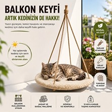 Solvéra 50 cm Balkon Kedi Salıncağı, Asma ve Cam Önü Dinlenme Yatağı Kedi ve Köpek Yatağı