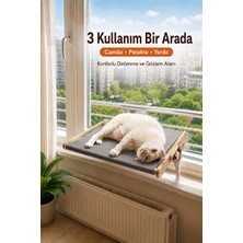 Solvéra Vantuzlu Çok Amaçlı Ahşap Kedi Yatağı, Pencere ve Kalorifer Üstü Kullanım