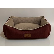 Solvéra Bordo-Bej Lola Yatak, 55X40X15 Cm, Rahat ve Şık Uyku Köşesi Kedi ve Köpek Yatağı