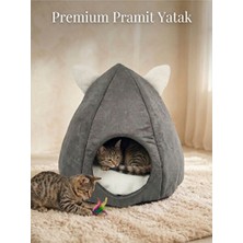 Solvéra Piramit Kedi ve Köpek Yuvası, Çıkarılabilir Minderli Nubuk Yatak ile Konfor