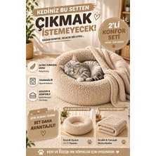 Solvéra Peluş Yumuşak Donut Kedi ve Köpek Yatağı Seti