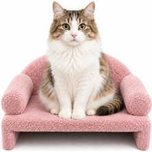 Solvéra Peluş Kedi Kanepesi: Rahat ve Şık Dinlenme Yatağı, Pembe Kedi ve Köpek Yatağı