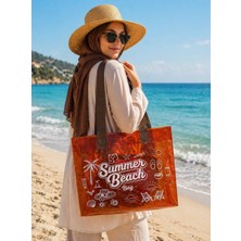 Trink Çanta Vizon  Renk Summer Beach Bag  Baskılı Şeffaf Plaj Çantası