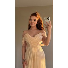 Ayşenur Dinçer Butik Maybe Maxi Degaje Abiye Ekru