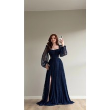 Ayşenur Dinçer Butik Romance Dantelli Abiye Lacivert
