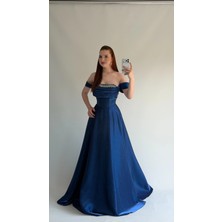 Ayşenur Dinçer Butik Soft Glam Abiye Saks Mavisi