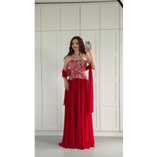 Ayşenur Dinçer Butik Majeste Özel Şifon Abiye Kırmızı