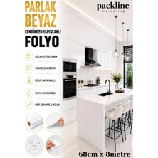 Packline Marketing Mutfak Tezgah Dolap Mobilya ve Beyaz Kaplama Folyosu Parlak Beyaz 68CMX8M