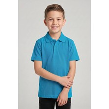 Nacar Çarşı Unisex Çocuk Turkuaz Lakost Polo Yaka Kısa Kollu Okul Tişörtü