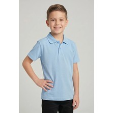 Nacar Çarşı Unisex Çocuk Bebe Mavi Lakost Polo Yaka Kısa Kollu Okul Tişörtü
