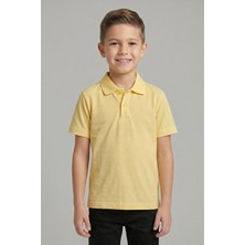 Nacar Çarşı Unisex Çocuk Parlak Açık Sarı Lakost Polo Yaka Kısa Kollu Okul Tişörtü