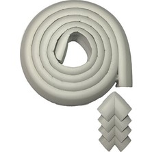 Solvéra Güvenli Köşe ve Kenar Koruyucu Seti, 2 Metre Gri Kauçuk ve 4 Köşe Koruyucu