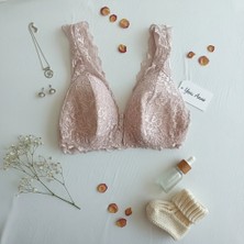 Bonbon Kadın Dantelli Önden Çıtçıtlı Emzirme Sütyeni Somon Renk BB2717