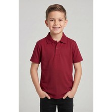 Nacar Çarşı Unisex Çocuk Bordo Lakost Polo Yaka Kısa Kollu Okul Tişörtü