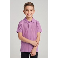 Nacar Çarşı Unisex Çocuk Lila Lakost Polo Yaka Kısa Kollu Okul Tişörtü