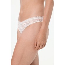 Penti Ekru Easy Dantel V Kesim Çiçekli Slip Külot