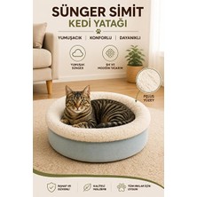 Solvéra Buz Mavi Sünger Simit Yatak, Yumuşak ve Sıkı Tutucu Kedi ve Köpek Yatağı