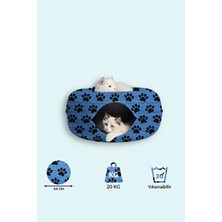 Solvéra Mavi Desenli Donut Kedi Yatağı ve Tünel, Eğlence ve Konfor Kedi ve Köpek Yatağı