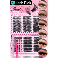 Takma Kirpik Seti, 600 Demet Kirpik, Yapıştırıcı ve Sabitleyici, Cımbız ve Fırçasıyla (30-40-50-60-80-100D) 10-18MM Uzunluk Çeşidi