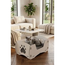 Solvéra Beyaz Ahşap Kedi Evi, 50X35 Cm, Güvenli ve Konforlu Barınak Kedi ve Köpek Yatağı