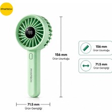 Piyatech ZB162 Dijital Göstergeli Mini El Fanı Şarj Edilebilir Taşınabilir Cep Vantilatörü Mint Yeşili