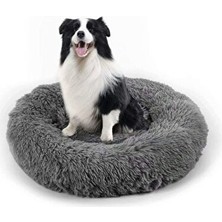 Solvéra Suni Kürk Yastıklı Sarılma Pet Yatağı, Donut Şekli Kedi ve Köpek Yatağı