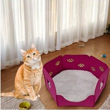 Solvéra Taşınabilir Keçe Kedi Yatağı Yuva ve Minder Seti Kedi ve Köpek Yatağı