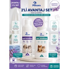 Petcura 2'li Avantaj Seti Kedi Köpek Köpük Şampuan 150 ml & Kuru Şampuan 150 G Lavantalı Bakım Seti