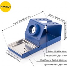 Piyatech Profesyonel Metal Havya Sehpası ve Lehim Standı - Sünger Yuvalı (16X7X7,5 Cm)