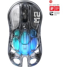 Gravastar Mercury M2 Rgb 26K Dpı Optik Gaming Mouse, Kablosuz, Programlanabilir 5 Tuşlu, Şeffaf Siyah