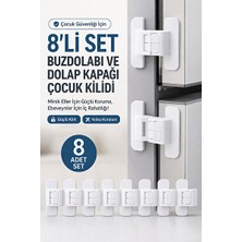 Solvéra Çocuk Güvenliği Için 8'li Buzdolabı ve Dolap Kapağı Kilidi Seti Koruyucu ve Kilit