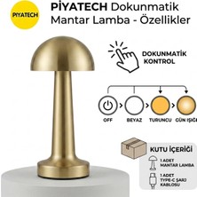 Piyatech Şarjlı Mantar Lamba Dokunmatik 3 Renk Modlu Kablosuz Gece Lambası Masaüstü Abajur