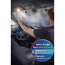 Solvéra Vantuzlu Ön Cam Güneşlik - Katlanabilir ve Parlak Koruma Oto Güneşlik Perde