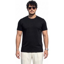 Tişört %100 Pamuk Bisiklet Yaka Tişört Regulat Fit Tişört Süprem Penye Yumuşacık T-Shirt Basic Tişört Siyah